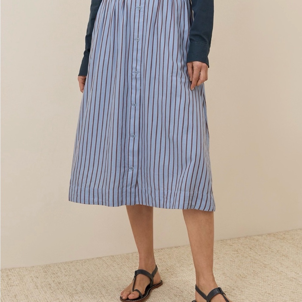 Pact Blue and White Striped Midi Skirt - Picture 2 of 8